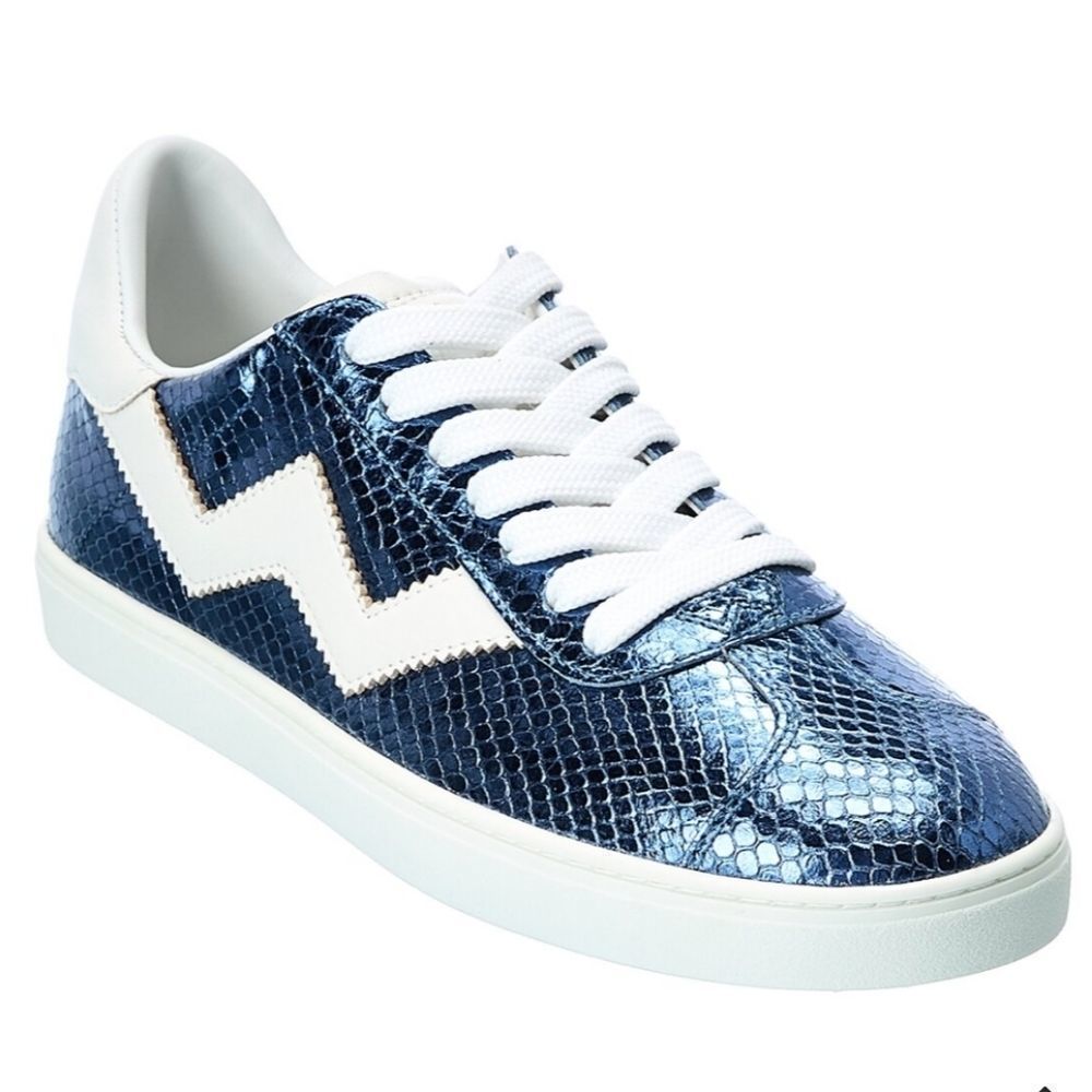 Stuart Weitzman Daryl Snake-Embossed Leather Snea… - image 1